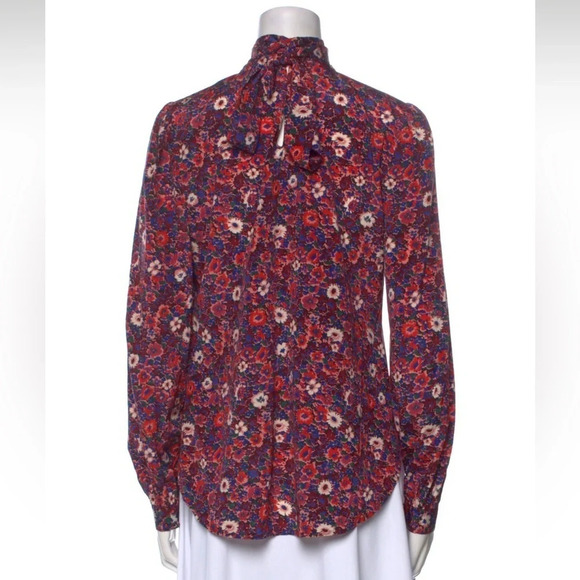 Veronica Beard Silk Chilton Blouse Pink Floral 4 - Picture 14 of 16